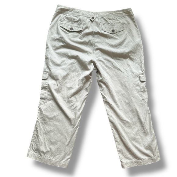 Y2K Charter Club Cream Pinstripe Ankle Cargo Pants Women’s Size 14 Preppy Spring - Picture 2 of 16